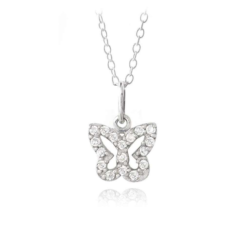 Sterling Silver CZ Butterfly Novelty Necklace P13245