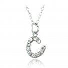 Sterling Silver CZ C Initial Necklace P13650
