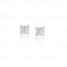 Sterling Silver CZ Checkerboard 5mm Stud Earrings E13035