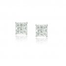Sterling Silver CZ Checkerboard 6mm Stud Earrings E13036