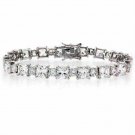 Sterling Silver CZ Circle & SqaureTennis Bracelet B4044
