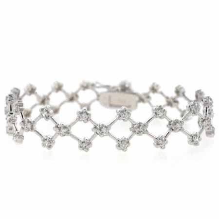 Sterling Silver CZ Criss Cross Flower Bracelet B2890