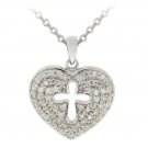 Sterling Silver CZ Cross Heart Pendant P12368