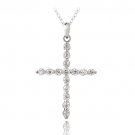 Sterling Silver CZ Cross Necklace P13577