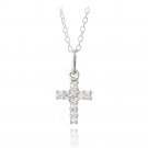 Sterling Silver CZ Cross Novelty Necklace P13242