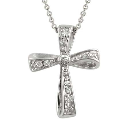 Sterling Silver CZ Cross Pendant P10623