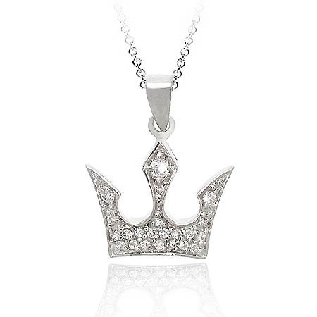 Sterling Silver CZ Crown Pendant P10150
