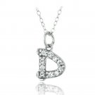 Sterling Silver CZ D Initial Necklace P13651