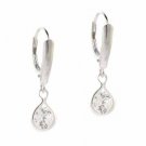 Sterling Silver CZ Dangle Leverback Earrings E8003