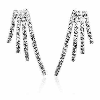 Sterling Silver CZ Delicate Graduating Strands Earrings E2690