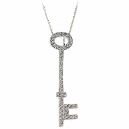 Sterling Silver CZ Designer Inspired Key Pendant P7078