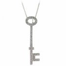 Sterling Silver CZ Designer Inspired Key Pendant P7078