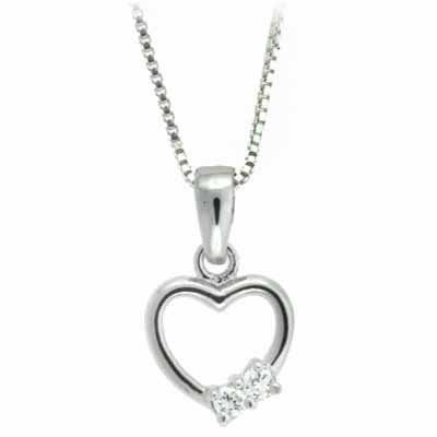 Sterling Silver CZ Designer Inspired Open Heart Pendant P4002