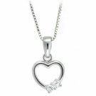 Sterling Silver CZ Designer Inspired Open Heart Pendant P4002