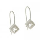 Sterling Silver CZ Diamond Shaped Cube Drop Earrings E9524