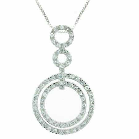 Sterling Silver CZ Double Circle Eternity Celebrity-Inspired Pendant P4700