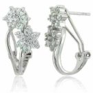 Sterling Silver CZ Double Flower Earrings E2705