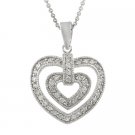 Sterling Silver CZ Double Heart Pendant P10613