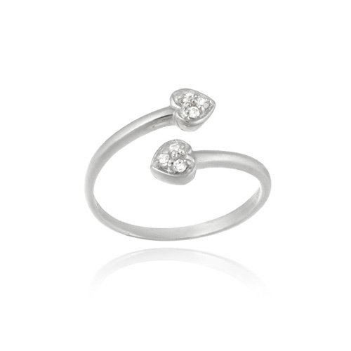 Sterling Silver CZ Double Heart Toe Ring TR11463