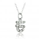 Sterling Silver CZ E Initial Necklace P13652
