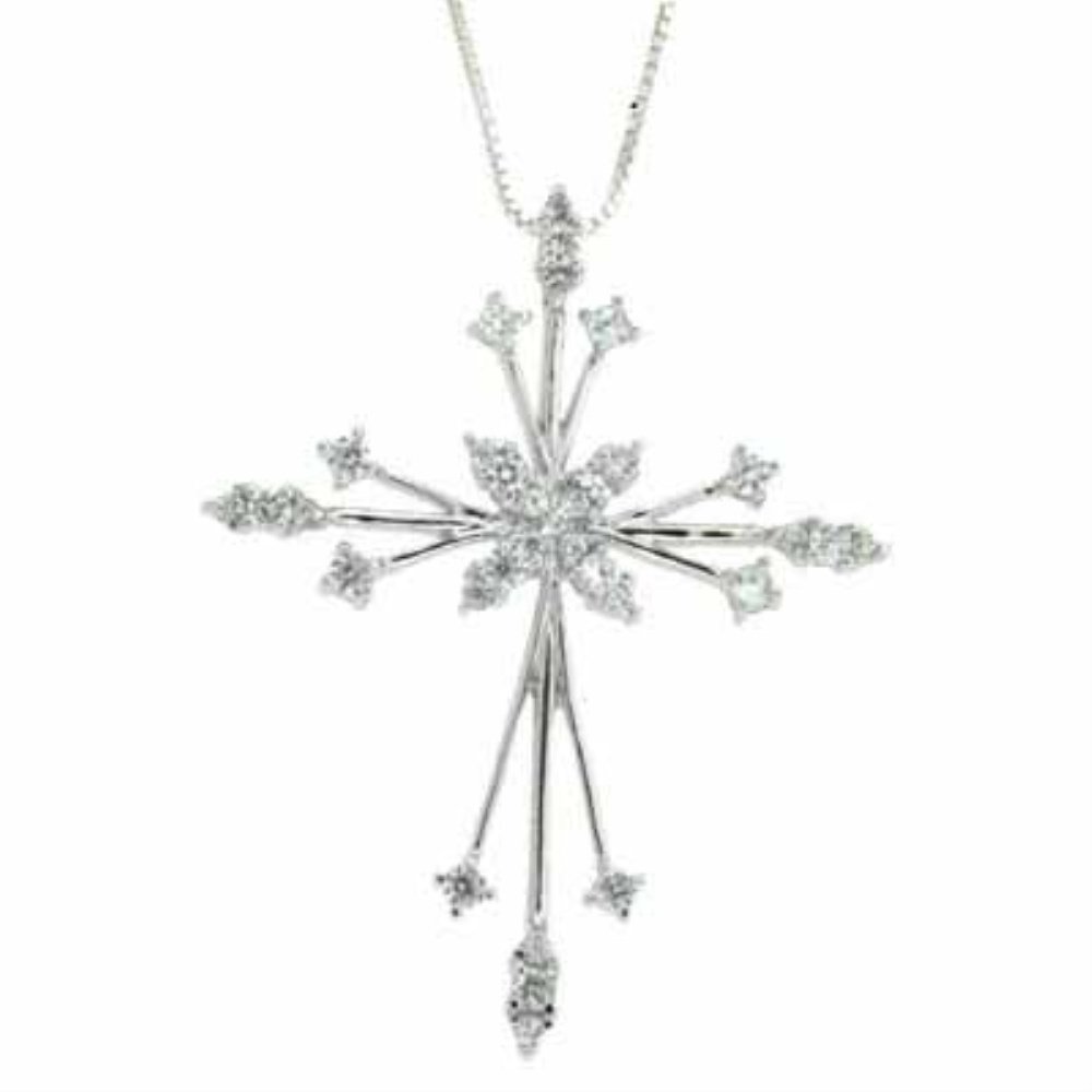 Sterling Silver CZ Elegant Cross Pendant P3099