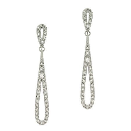 Sterling Silver CZ Elongated Teardrop Earrings E9537