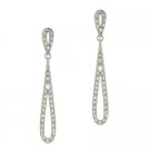 Sterling Silver CZ Elongated Teardrop Earrings E9537