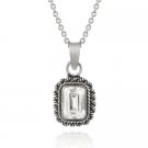 Sterling Silver CZ Emerald Cut Vintage Pendant P239