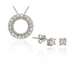 Sterling Silver CZ Eternity Pendant & Stud Earring Set S10138