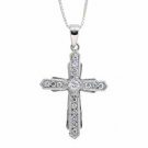 Sterling Silver CZ Filigree Cross Pendant P2681