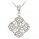 Sterling Silver CZ Filigree Flower Necklace P12366