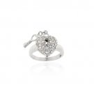Sterling Silver CZ Filigree Heart & Key Ring Size 5 R11040-5