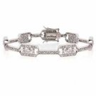 Sterling Silver CZ Filigree Link Bracelet B3029
