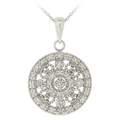 Sterling Silver CZ Filigree Medallion Necklace P12367