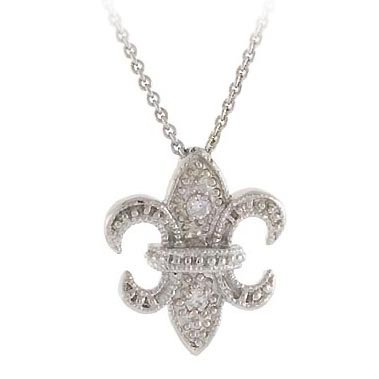 Sterling Silver CZ Fleur De Lis Pendant P10778