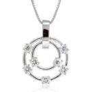 Sterling Silver CZ Floating Double Circle Designer Inspired Pendant P2667