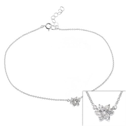 Sterling silver CZ Flower Anklet A10759