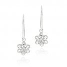 Sterling Silver CZ Flower Dangle Earrings E11546