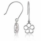 Sterling Silver CZ Flower Dangle Earrings E2914