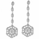 Sterling Silver CZ Flower Dangle Earrings E7021