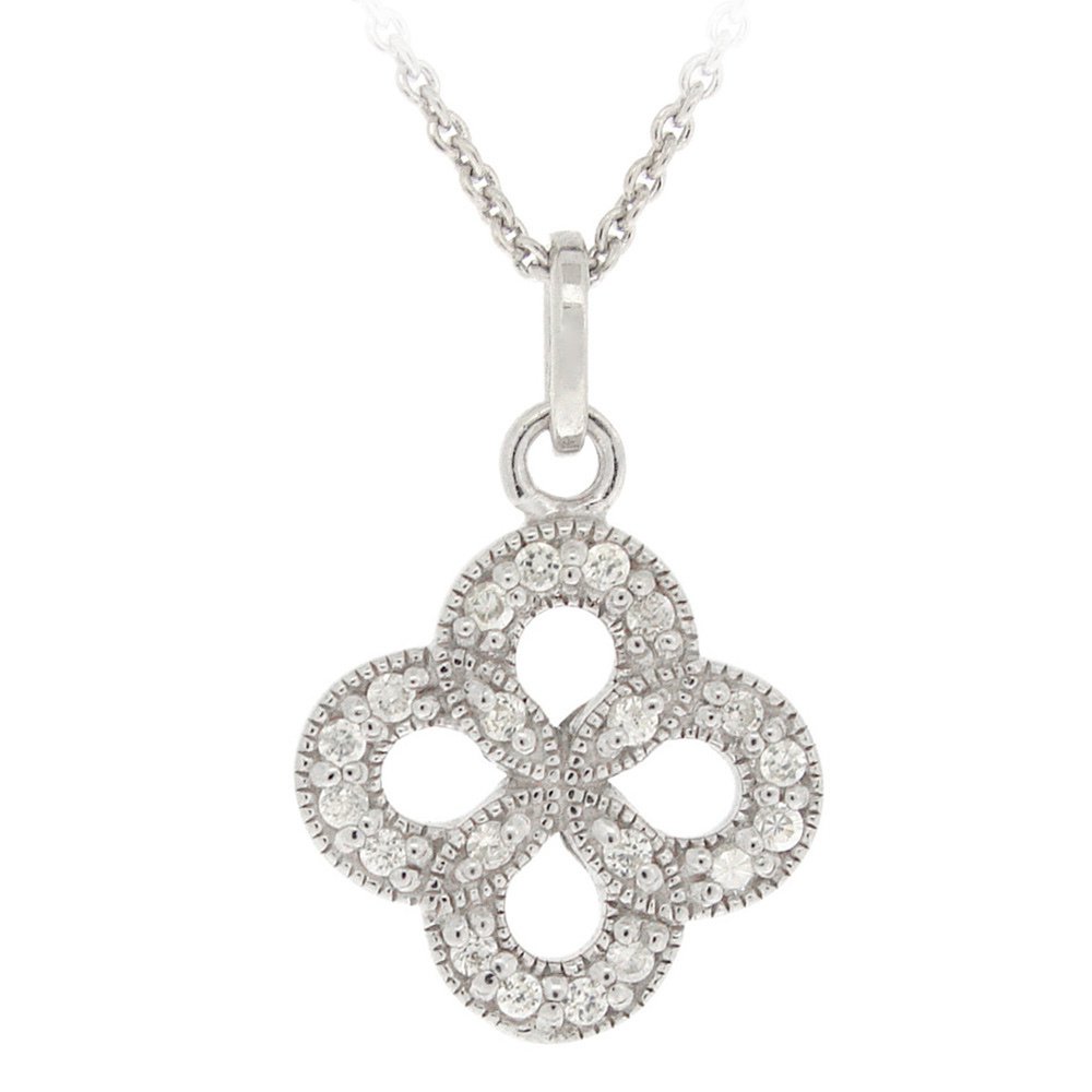 Sterling Silver CZ Flower Necklace P12362