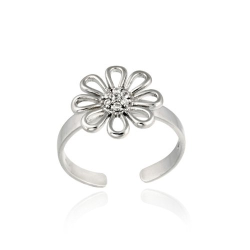 Sterling Silver CZ Flower Toe Ring TR11874