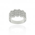 Sterling Silver CZ Four-Row Wave Band Ring 1570-7