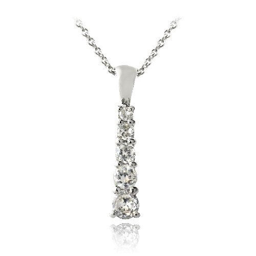 Sterling Silver CZ Graduating Journey Necklace P13520