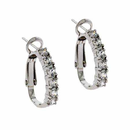 Sterling Silver CZ Half Hoop Earrings E4341