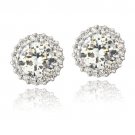 Sterling Silver CZ Halo Stud Earrings E13676