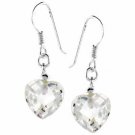 Sterling Silver CZ Heart Dangle Earrings E4216
