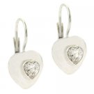 Sterling Silver CZ Heart Leverback Earrings E9994