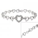 Sterling Silver CZ Heart Link Bracelet B10741