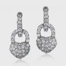 Sterling Silver CZ Heart Padlock Earrings E4389